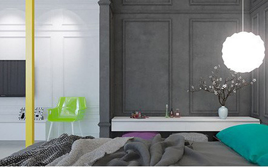 Căn hộ 2 phòng ngủ được xử lý màu sắc khéo léo